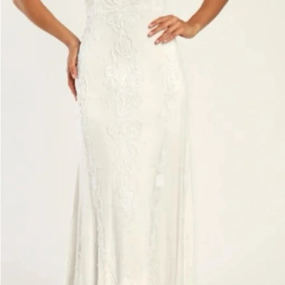 LULU'S M White Passionate Romance Beaded Sequin Mermaid Maxi Dress NEW #167 Sz M - Picture 8 of 9